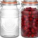 Amzcku Wide Mouth Vintage Mason Jars with Airtight Lid 128oz 1 Gallon, Canister Gallon Jars for Kitchen Storage - for Coffee, Sugar, Beans 2 Pack