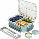 Stainless Steel Bento Lunch Food Box Container, Metal Bento Lunch Box Container for Kids or Adults with Lockable Clips to Leak Proof (Green)