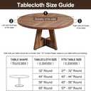 Round Vinyl Fitted Tablecloth, Waterproof Elastic Table Covers Wipeable Flannel Backed Tablecloths for Picnic Camping Indoor and Outdoor (Leaf,Beige, Fits 57" to 65" Diameter Tables)