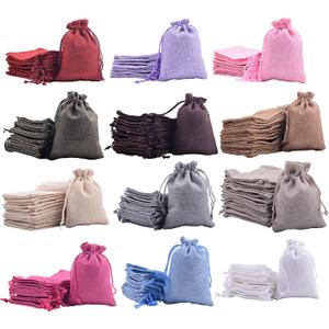 Sansam - Bolsas de arpillera de varios tamaos y colores para regalo, con cordn, bolsas de joyera para recuerdos de bodas, bolsas de dulces, recuerdos de fiestas (Mezclado)