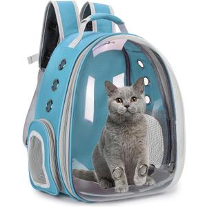 Cat Bubble Backpack Carrier for Small Medium Dogs Cats Carrying Bag, Airline Approved Pet Travel Carrying Bag Dog Hiking Walking Outdoor Backpack (Blue)