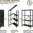 4 Tier Foldable Storage Shelf with Wheels No Assembly Metal Rack, 50.2 x 28.15 x 15.55 inches