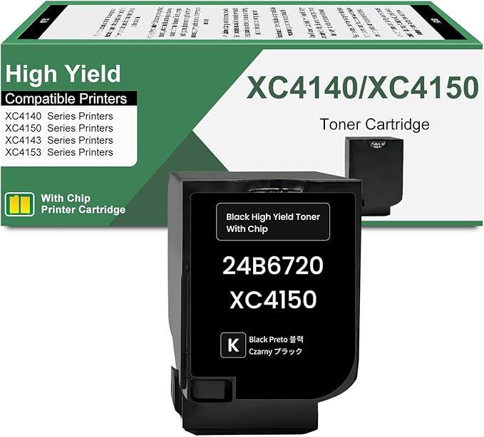 XC4150 XC4140 Black Toner Cartridge (with New Chip) Replacement for Lexmark XC4140 XC4150 24B6720 Cartridge for XC4140 XC4150 XC4143 XC4153 Printer, 1 Pack High Yield XC4140 Toner Refill