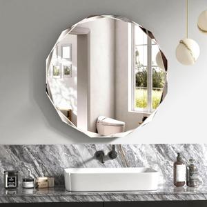 Bathroom Mirrors for Over Sink, Round Frameless Mirrors for Wall, 30x30 Inch Beveled Bathroom Mirror, Bathroom Vanity Circle Mirror for Bedroom Living Room Entryway Home Decor