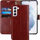 MONASAY Wallet Case Compatible for Galaxy S21 5G, 6.2 inch,[Screen Protector Included][RFID Blocking] Flip Folio Leather Cell Phone Cover with Credit Card Holder, Burgundy