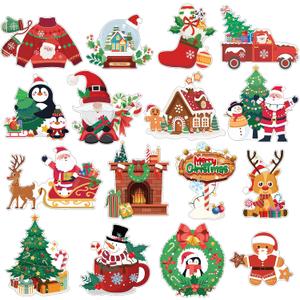 16 Pcs Christmas Magnets Car Decorations Christmas Refrigerator Magnets Decorative Xmas Door Magnetic Stickers Santa Gnome Tree Gingerbread Xmas Garage Door Mailbox Decor