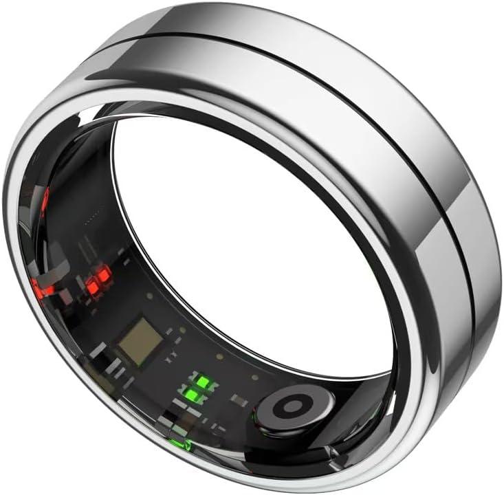 Smart Ring with Exclusive APPno subscription fee & Bluetooth 5.1, Magnetic Charging 18mAh Battery, 24/7 Fitness & Health Monitor (Heart Rate, Blood Oxygen, Sleep Tracking) (Silver, 13#)