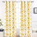 DriftAway Amelia Thermal Blackout Room Darkening Grommet Window Curtains Retro Geo Pattern Round Circle Star Print Set of 2 Panels Each 52 Inch by 84 Inch Yellow