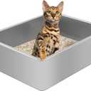 Stainless Steel Cat Litter Box for Large Cats - 17.5"x13.6"x6.1" High-Sided Metal Tray, Anti-Splash & Odor Resistant, Durable Rustproof Design, Easy to Clean 2Pcs