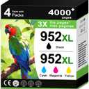 952XL Ink Cartridge Black and Color Combo Pack Replacement for HP 952XL 952 XL Ink Cartridge HP952 HP952XL for Officejet Pro 8710 7740 8720 8702 8210 8715 8730 7720 8740 Printers (BK/C/M/Y,4 Pack)
