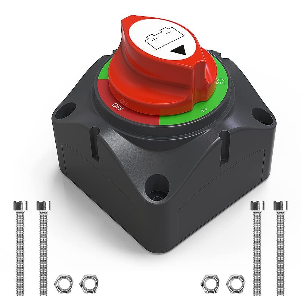 Battery Disconnect Switch 12V Master,12V-48V Battery Shut Off Switch 275Amps High Current for Car Marine Boat RV Vehicles(1-2-Both-Off)