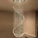 D24'' x H78'' Crystal Chandelier Glam Chandelier High Ceiling Chandeliers for Staircaes Large Raindrop Chandeliers LED Dimmable Light Fixtures for Foyer Hallway Entryway