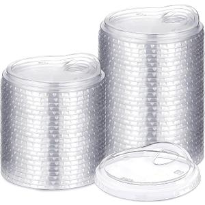 Ziliny 25 Count 98mm/3.86inch Strawless Sipper Lids, Clear Pet Lids for Plastic Cup Disposable Cover for 12, 16, 18 & 20 oz Cold Brew, Coffee, Beer, Cocktail, Beverage, Milkshake Cups (Style1)