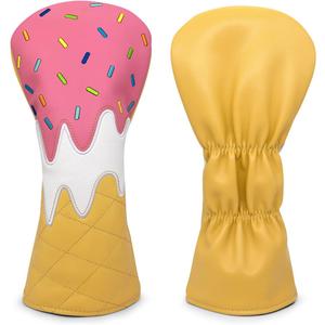 Golf Wood Head Covers Driver Cover 3 Wood Headcover Hybrid Head Covers Embroidery Ice Cream Design Golf Club Headcovers Leather Hand-Made Wood Head Cover