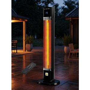Uthfy Electric Outdoor Patio Heater,1500W Infrared Heater with 24H Timer, Remote, Waterproof, Quiet Portable Space Heater for Large Room, 35 Tower Heater for Indoor Garage, Balcony, Backyard, Shop