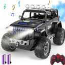 1:16 Remote Control Car with Spray, Lights and Sound, 2.4GHz Remote Control Jeep for Kids, All Terrain Off-Road Jeep RC Car Toys Gift for Boys and Girls