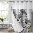 Hookless Shower Curtain with Snap in Liner, Grey No Hook Shower Curtains for BathroomShower Curtain and Liner Set for Bathroom Decor,Waterproof & Washable,72W x 75L Inch