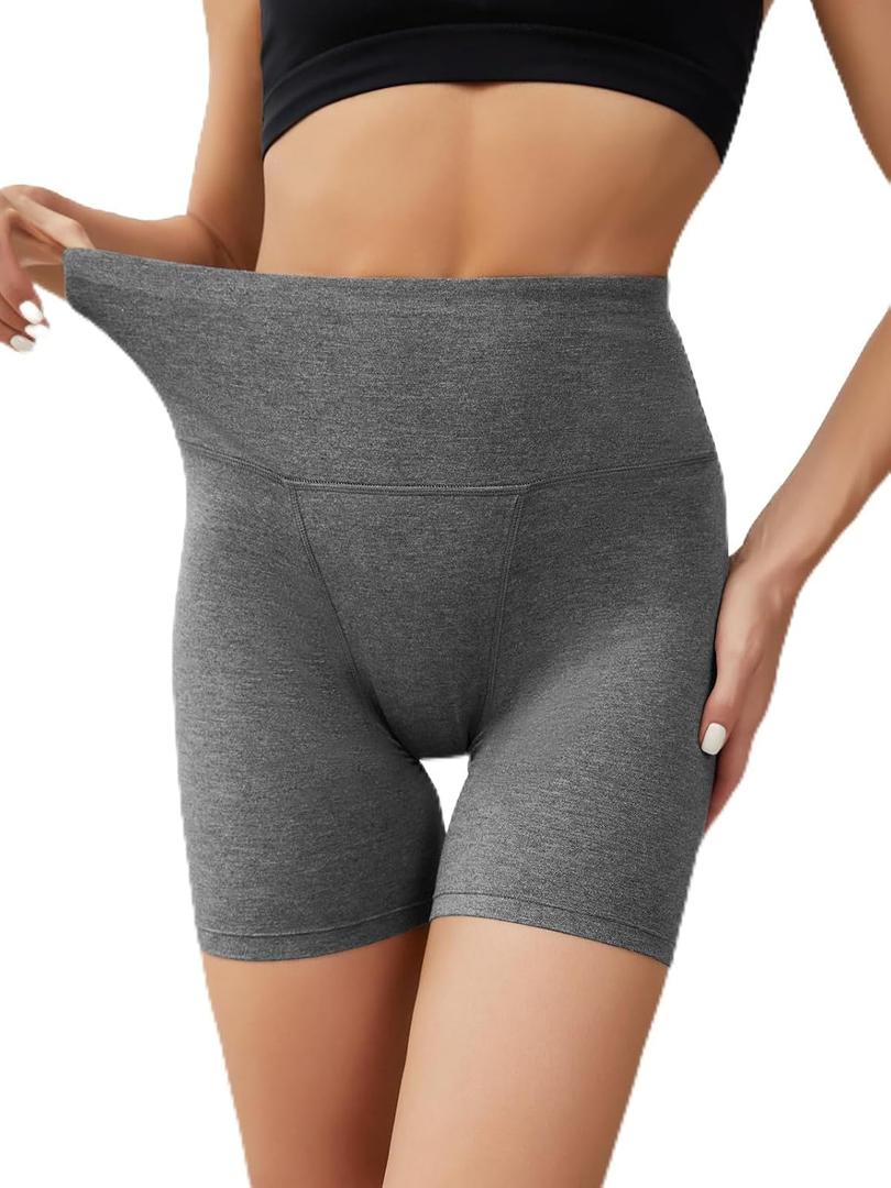 Overnight Period Shorts Heavy Flow Leakproof High Waisted Menstrual Sleep Boyshorts (X-Small, Grey)
