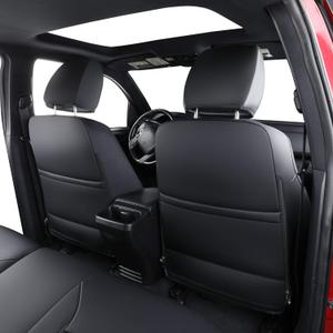 LUCKYMAN CLUB Tacoma Full-Set Seat Covers P04-HY-24, Fit Tacoma 2024 2025 2026 Double/Crew Cab, with Water Resistant Faux Leather (Full Set, Black-Red)