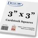 White Cardstock Squares - Square Card Stock Paper - Thick 80lb Cover - For Spin Art Refill, Scrapbooking, Invitations, & Crafts (3" x 3", 100 Pack)
