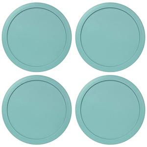 Replacement Lids fits Pyrex 4-Cup Glass Food Storage Container Bowls, 6-Inch Plastic Round Lids Covers for Pyrex 7201-PC, Airtight & Leakproof (4-Pack, Turquoise)