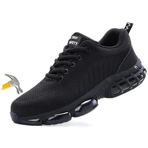 OWIF Steel Toe Work Shoes for Men Women Comfortable Lightweight Cushion Composite Toe Construction Safety Toe Shoes,7.5-8 Women/6-6.5 Men Black