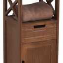 30 Inches Tall End Table, Fully Assembled Bathroom Floor Cabinet with Shelf and Storage, No Assembly Nightstand with Drawer for Bedroom-Walnut