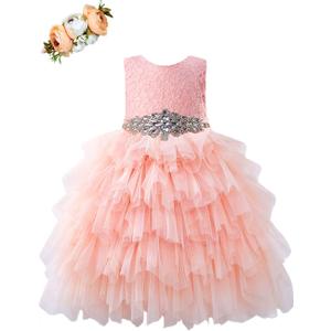 Cilucu Baby Girls Maxi Dress Tutu Sleeveless Flower Girls Dresses V-Back A-Lined (24 Months, Blush Pink)