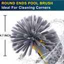 POOLAZA Pool Brush Head with Round Ends, Heavy Duty Pool Brushes for Cleaning Pool Walls, Floors Steps & Corners, 17.5" Pool Brush with Sturdy Aluminum Handle & Durable Nylon Bristles (Yellow)
