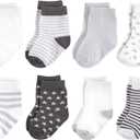 Touched by Nature Unisex Baby Organic Cotton Socks (0-6 Months, Charcoal Stars)