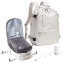 SEAFEW Travel Backpack with Vacuum Seal Compression, Waterproof Carry on Backpack for Flight Approved Personal Item Bag with pump, Business Laptop Backpack with USB Charging for Hiking Gym, Beige