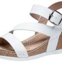 Jeossy Women's Platform Wedge Sandals 835 Comfortable Open Toe Ankle Strap Summer Walking Sandals with Buckle , Size 6 US