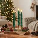 YAUNGEL 6 Pcs Christmas Tree Candles with Metal Candle Holder, Real Wax Christmas Tree Candles with Remote Timer, Flameless Tree Candlesticks Battery Operated Flickering Flame for New Year Xmas Decor