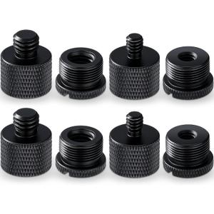 8 Pieces Mic Stand Adapter 5/8 Female to 3/8 Male and 3/8 Female to 5/8 Male, 5/8 Female to 1/4 Male and 1/4 Female to 5/8 Male Screw Thread Adapter Mic Thread Adapter Set for Microphone (Black)