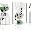 WENGTIAO 3Pcs Boho Sage Green Canvas Wall Art Paintings 12"x16"x3