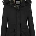 Wenven Women's Winter Warm Sherpa Lined Jacket Heavy Parka Coat with Hood (XX-Large, Black)