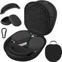 Micscrew AirPod Max Case with Sleep and Charging Support, AirPods Max Accessory Compatible with Apple AirPods Max Wireless Over-Ear Headphones, Travel Portable Airpod Max Case(Black) (Black Combo-1)