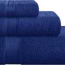 Belizzi Home Ultra Soft 3 Pack Cotton Towel Set, Contains a Bath Towel 28x55 inch, a Hand Towel 16x24 inch & a Wash Coth 12x12 inch, Ideal Everyday use, Compact & Lightweight - Navy Blue