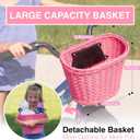 PEDALON Kids Bike Basket with Innovative Clip - Large Non-Sagging Bicycle Front Basket for Girls & Boys - Basket for Tricycle - Premium Bike Accessories for Little Kid and Toddler - Pink - Plastic