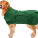 Dog Bathrobe Dog Robes for After Bath Shower Swimming Dog Drying Towel Super Absorbent fit for Small Medium Large Breeds - Green - L