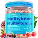 Methylated Multivitamin for Women & Men Gummies w/ Omega-3, Calcium, D3 K2, Methylfolate & B12, TMG, Daily Vitamins, Mag, CoQ10, Probiotic for 18 30 40 50 60 70+, Overall Health - Vegan, Sugar Free, BB Date: 06/2028