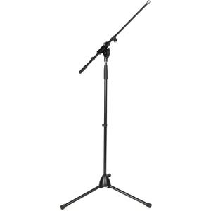 K&M Knig & Meyer 21075.500.55 Tripod Microphone Stand - Adjustable Telescoping 1-Piece Boom Arm - Professional Grade - Heavy Duty with Folding Leg Base - German Made - Black