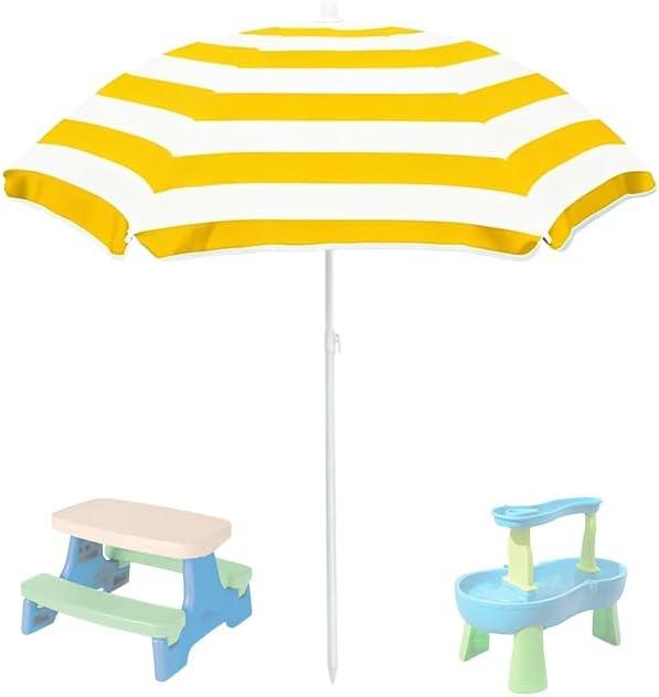 Water Table Umbrella,Kids Beach Umbrella & Picnic Table Shade,Ideal for Sand Play,Camping,Beach Trips,and Garden Fun.Lightweight Yet Durable