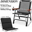 Padded Oversized Folding Camping Chair for Adults, Removable Cotton Pad Lawn Chair with Wooden Hard Armrests and Cup Holders, Portable Collapsible Quad Chair for Outside, Support up to 400lbs, Black