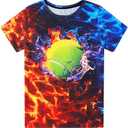 Evensu Boys Girls Hawaiian T-Shirt 3D Print Short Sleeve Novelty Crewneck Tee Size 6-14