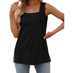XIEERDUO Summer Tank Tops for Women Square Neck Loose Fit Casual Fashion Flowy Sleeveless, Small