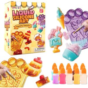 VMNlooking Make Your Own Mini Desserts Squishy Art Toys, 20 Silicone Squishy Making Kit for Kids with Cake Ice Cream Craft Kits, Art Activities for Girls Ages 6-12 Boys, Great Gifts for Girls
