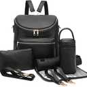 I IHAYNER Diaper Bag Backpack Leather Backpack for Women Travel Backpack Baby Bag Large with Troller Straps Capacity for Wet Clothes, Breast Pump, Milk Bottle Black