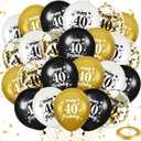 40th Birthday Balloons for Men, 24Pcs Black Gold White Happy 40th Birthday Balloons Party Decorations for Men Women 40 Years Old Party Indoor Outdoor Decor Supplies