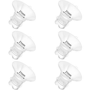 6pcs Updated Silicone Flange Insert 21mm Compatible with Momcozy/Medela/Spectra/Eufy/Lansinoh/TSRETE/Elvie/NCVI/Paruu Breast Pump, for 24mm Flange/Shield, Breastfeeding Essential Replacement Pump Part